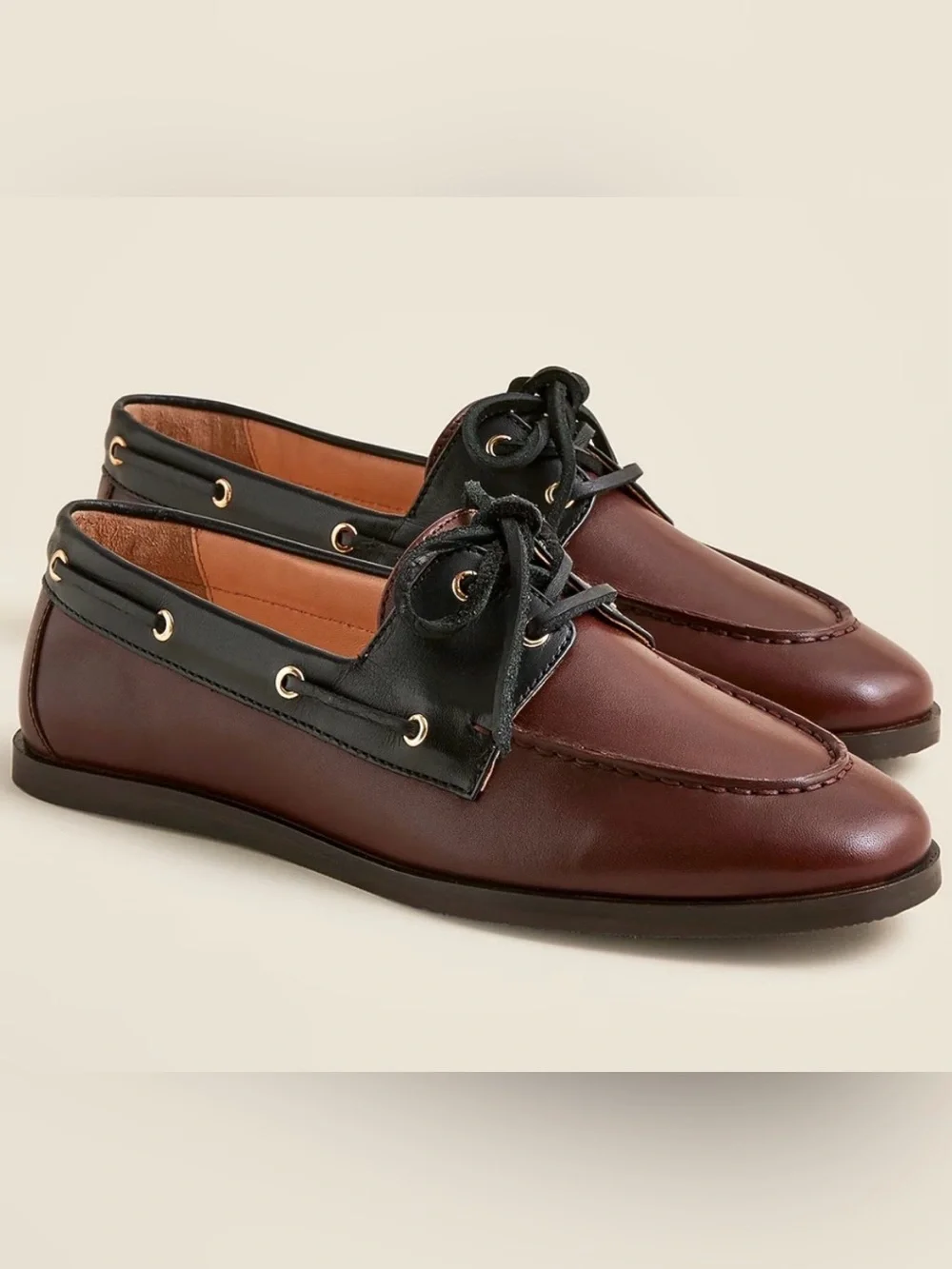 J. Crew Boat Shoes in Leather Loafers Brown / Black Women’s Size 8 CL502